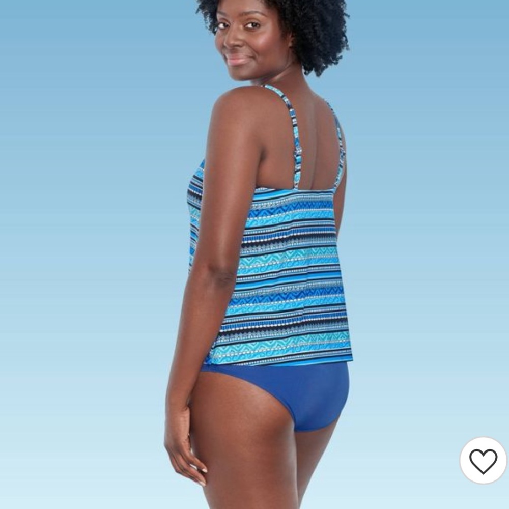 Slimming Control Straight Neck Tankini Top - Dreamsuit by Miracle Brands Blue